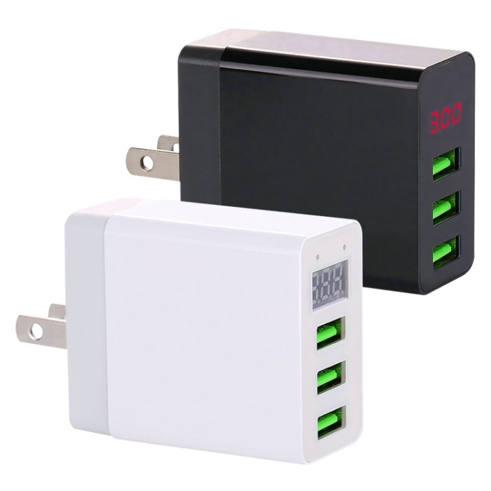3-Port USB Travel Charger with LED Voltage Display, UK Plug - Image 2
