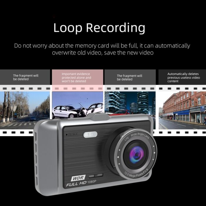 Anytek A60 Car 4 inch IPS Screen HD 1080P 170 Degree Wide Angle Dual Camera ADAS Driving Recorder - Image 6
