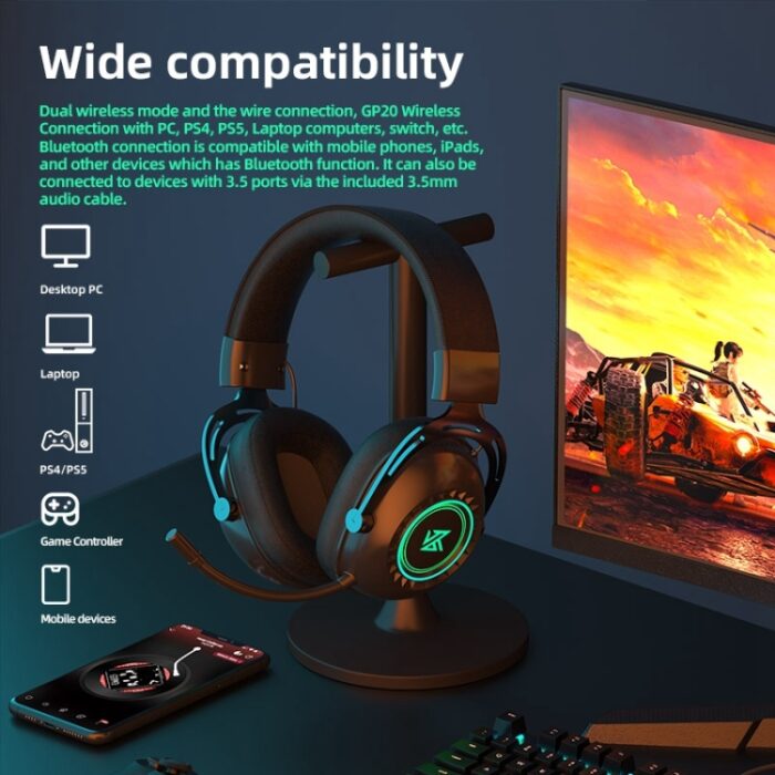 KZ-GP20 Bluetooth & 2.4G Dual-Mode RGB Gaming Headphones, 68h - Image 7