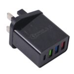 AR-2025 4-Port USB-C PD 20W and QC3.0 Wall Charger, UK Plug - Image 2