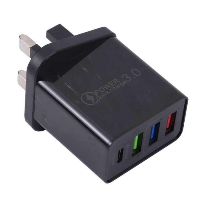 AR-2025 4-Port USB-C PD 20W and QC3.0 Wall Charger, UK Plug - Image 2