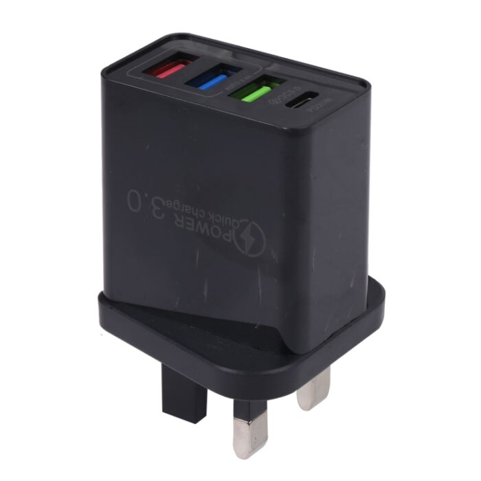 AR-2025 4-Port USB-C PD 20W and QC3.0 Wall Charger, UK Plug - Image 4