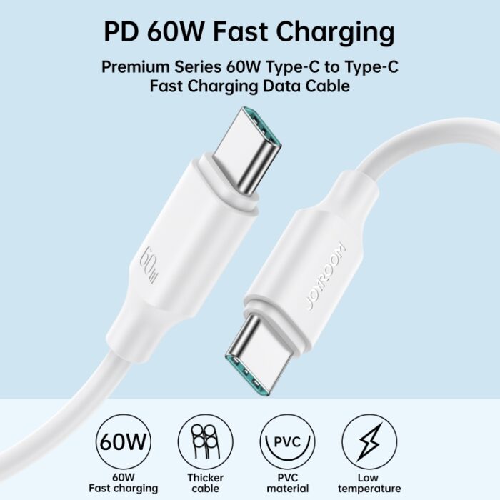JOYROOM 60W USB-C to USB-C Fast Charging Cable 1m (S-CC060A9) - Image 2