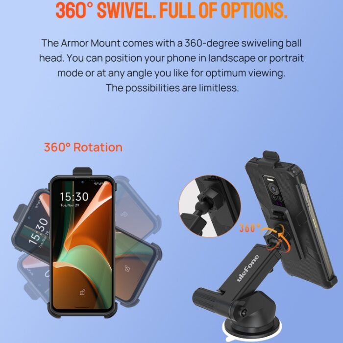 Ulefone Suction Cup Car Phone Holder with Telescopic Arm for Rugged Phones - Image 7