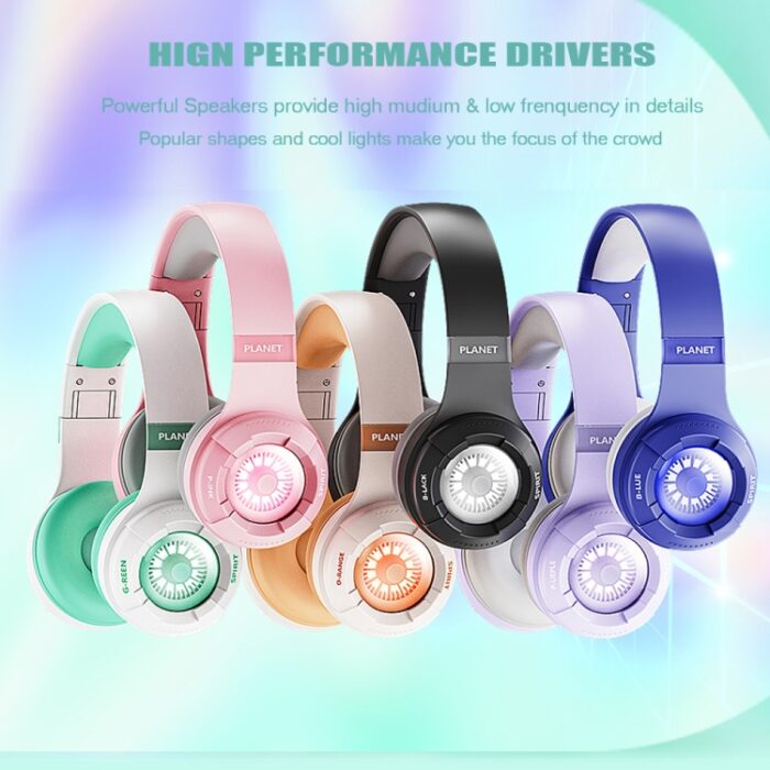 KE25 RGB Light Wireless Bluetooth Headphones with Mic and 3.5 mm Jack - Image 6