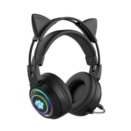 T25 Cat Ear Bluetooth Headphones with RGB Lights and Detachable Mic