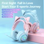 T25 Cat Ear Bluetooth Headphones with RGB Lights and Detachable Mic - Image 2