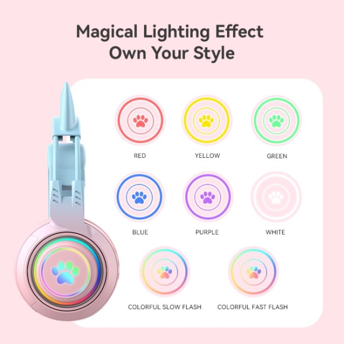 T25 Cat Ear Bluetooth Headphones with RGB Lights and Detachable Mic - Image 7