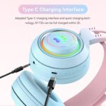 T25 Cat Ear Bluetooth Headphones with RGB Lights and Detachable Mic - Image 8