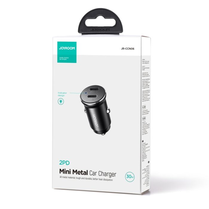 JOYROOM JR-CCN06 30W Dual USB-C PD Mini Metal Car Charger - Image 4