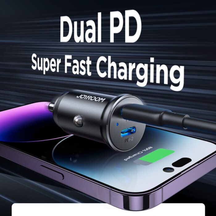 JOYROOM JR-CCN06 30W Dual USB-C PD Mini Metal Car Charger - Image 5