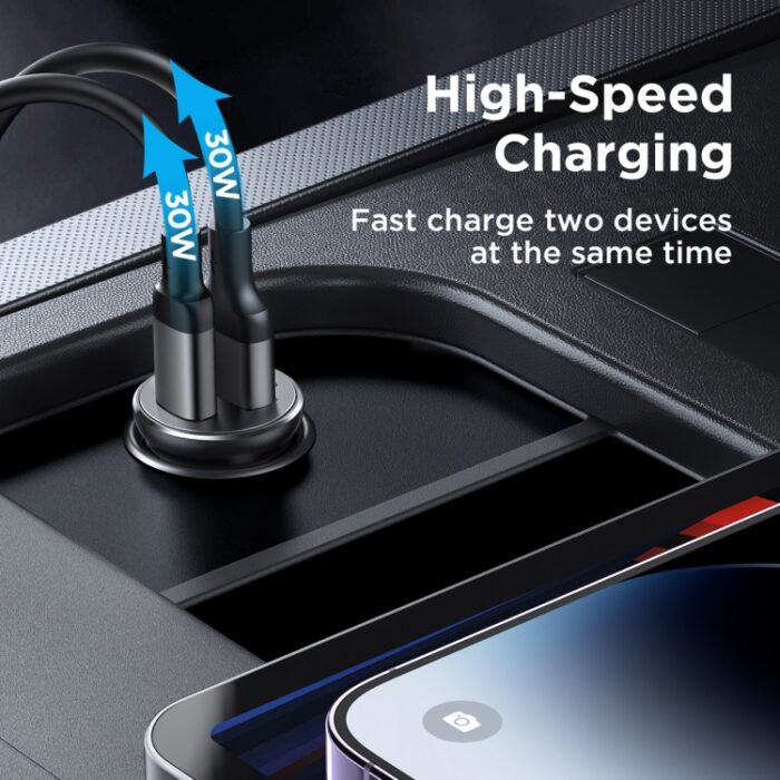 JOYROOM JR-CCN06 30W Dual USB-C PD Mini Metal Car Charger - Image 6