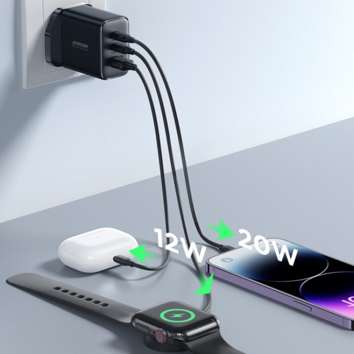 JOYROOM JR-TCF10 32W 3-Port USB-C and USB Fast Charger, UK Plug - Image 7