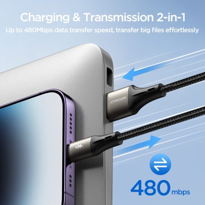JOYROOM SA25-CC5 100W USB-C to USB-C Braided Cable, 1.2 m, 2 m or 3 m - Image 6