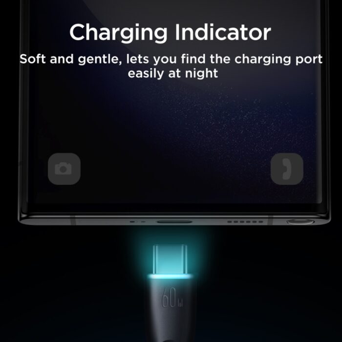 JOYROOM Starry 60W Braided USB-C to USB-C Cable with LED, 1m - Image 6