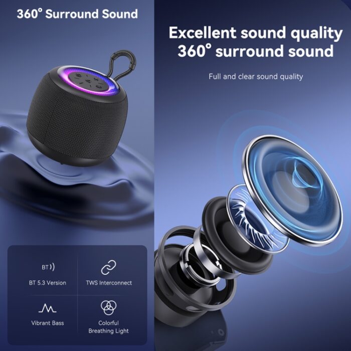 USAMS US-YX014 Yinya Mini Bluetooth Speaker with Lights and Lanyard - Image 3