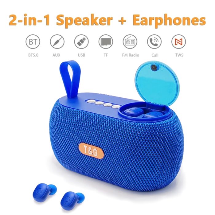 T&G TG810 2-in-1 Bluetooth Speaker with Built-In Wireless Earbuds - Image 2