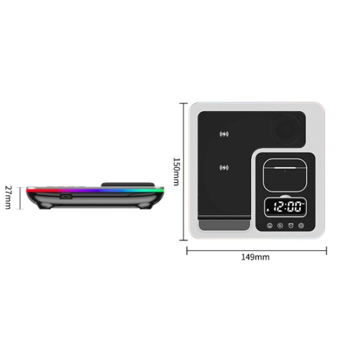 A93 5-in-1 15W Foldable Wireless Charger Stand with Clock & RGB Light - Image 3
