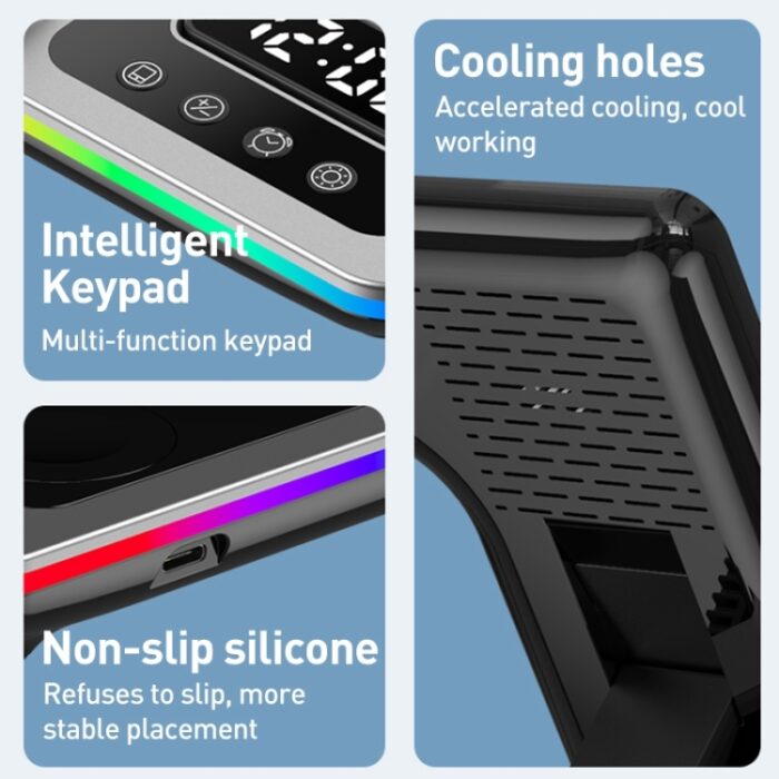 A93 5-in-1 15W Foldable Wireless Charger Stand with Clock & RGB Light - Image 13