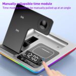 A93 5-in-1 15W Foldable Wireless Charger Stand with Clock & RGB Light - Image 5