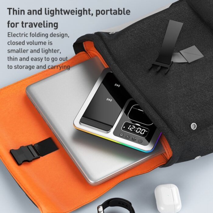 A93 5-in-1 15W Foldable Wireless Charger Stand with Clock & RGB Light - Image 8