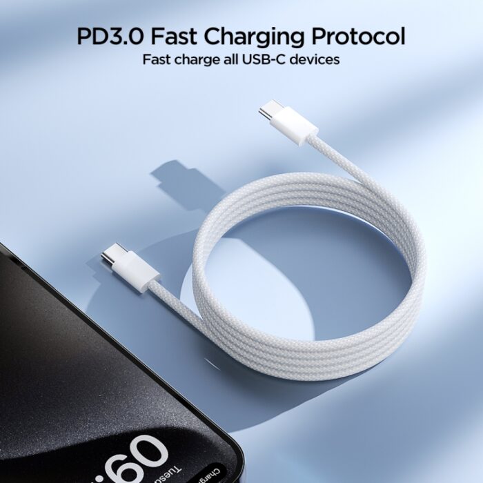 JOYROOM S-A45 60W USB-C to USB-C Braided Cable, 1 m - Image 4