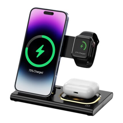 A80 3-in-1 15W Foldable Wireless Charger for Phone, Earbuds & Watch