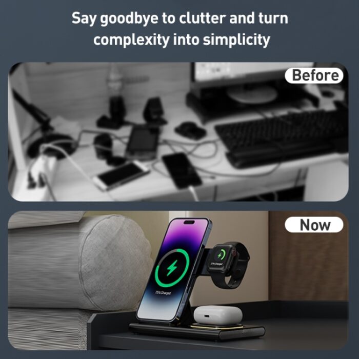 A80 3-in-1 15W Foldable Wireless Charger for Phone, Earbuds & Watch - Image 3