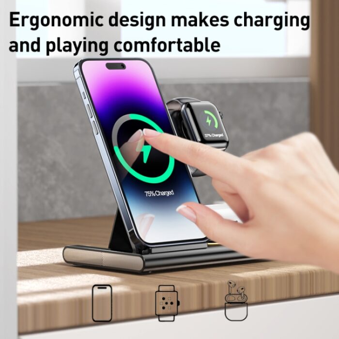 A80 3-in-1 15W Foldable Wireless Charger for Phone, Earbuds & Watch - Image 5