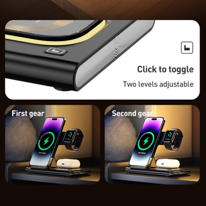 A80 3-in-1 15W Foldable Wireless Charger for Phone, Earbuds & Watch - Image 9