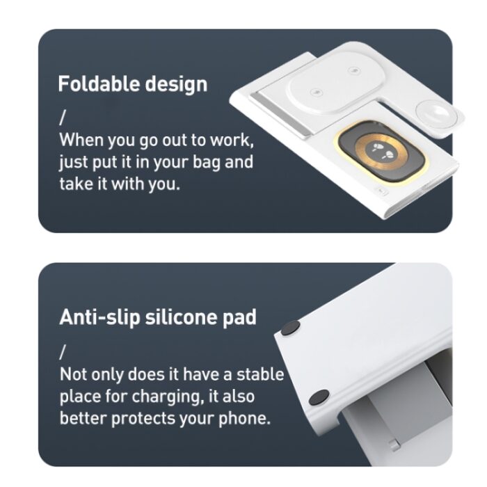 A80 3-in-1 15W Foldable Wireless Charger for Phone, Earbuds & Watch - Image 10