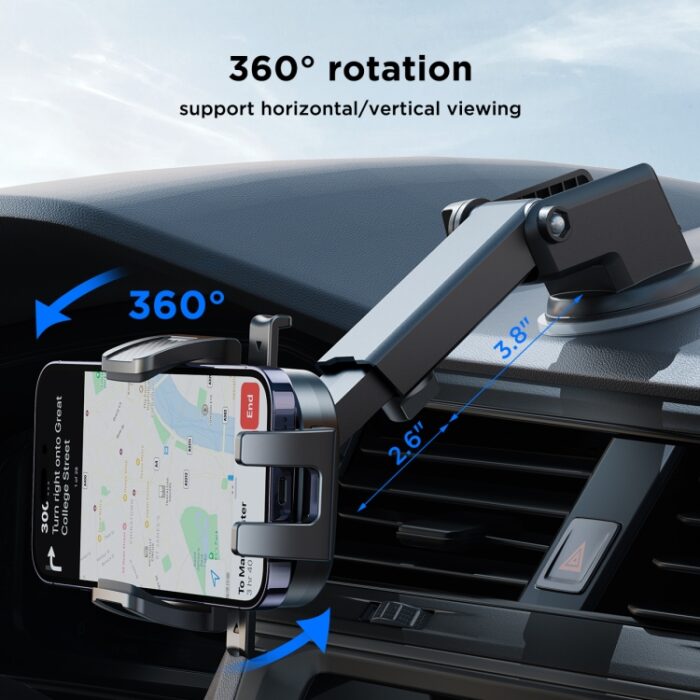 JOYROOM JR-OK6 Mechanical Car Phone Mount, One-Button Lock, 4.7 to 6.8 inch - Image 2