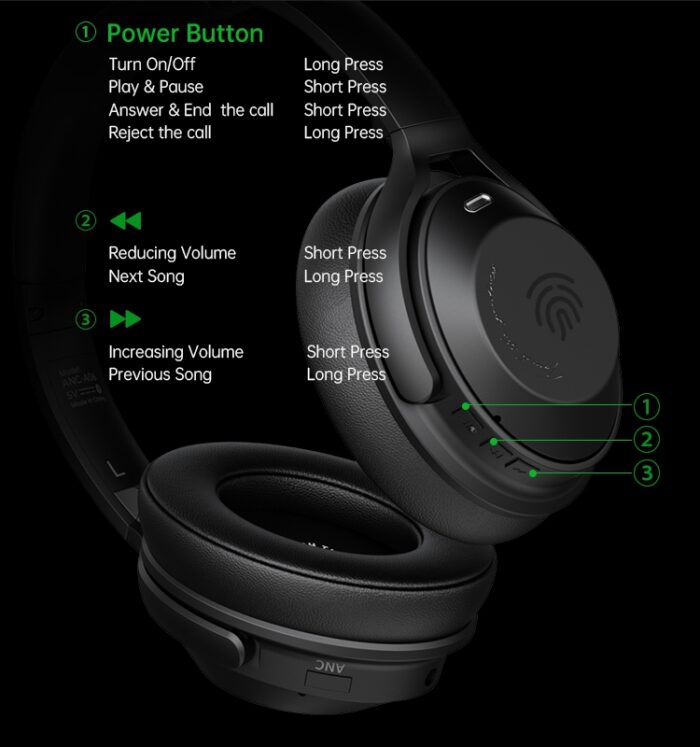 A06 ANC Over-Ear Bluetooth Headphones, 18h Playback, Bluetooth 5.3 - Image 10