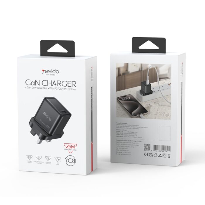 Yesido YC81 25W GaN USB-C PD Fast Charger, UK Plug - Image 6