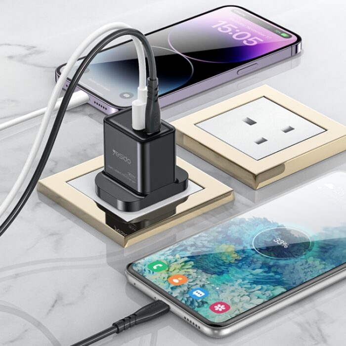 Yesido YC83 30W GaN USB-C PD Fast Charger, USB-C and USB-A, UK Plug - Image 4