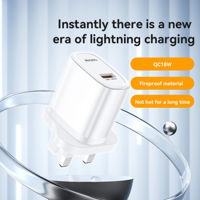 Yesido YC85 18W QC3.0 USB Fast Charger, UK Plug - Image 2