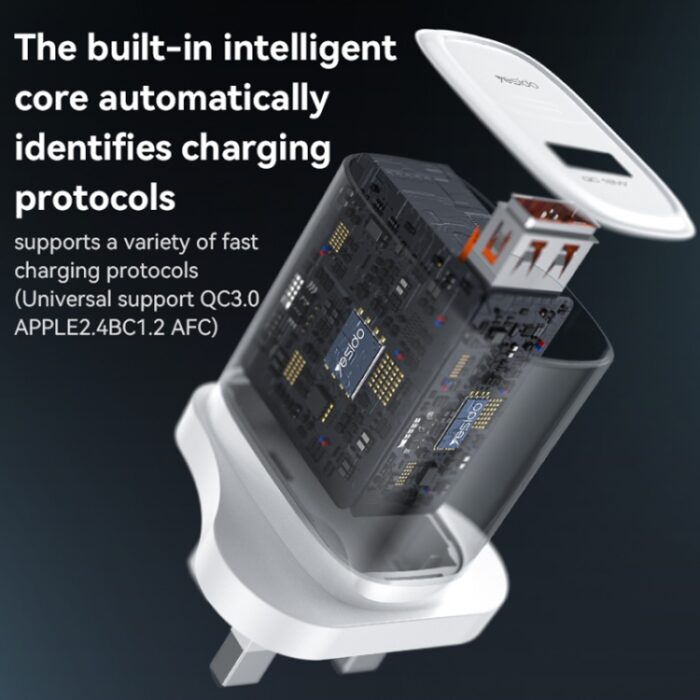 Yesido YC85 18W QC3.0 USB Fast Charger, UK Plug - Image 5