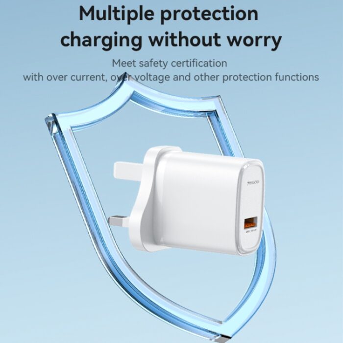 Yesido YC85 18W QC3.0 USB Fast Charger, UK Plug - Image 7