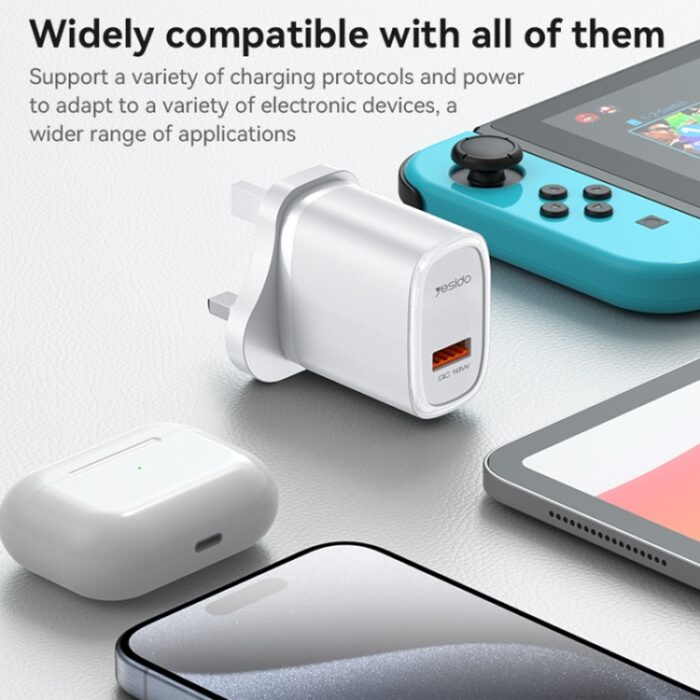 Yesido YC85 18W QC3.0 USB Fast Charger, UK Plug - Image 10