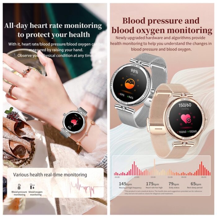 NX17 Pro AMOLED Smartwatch for Women, 1.19 inch, BT Calling, Cycle Tracking - Image 7
