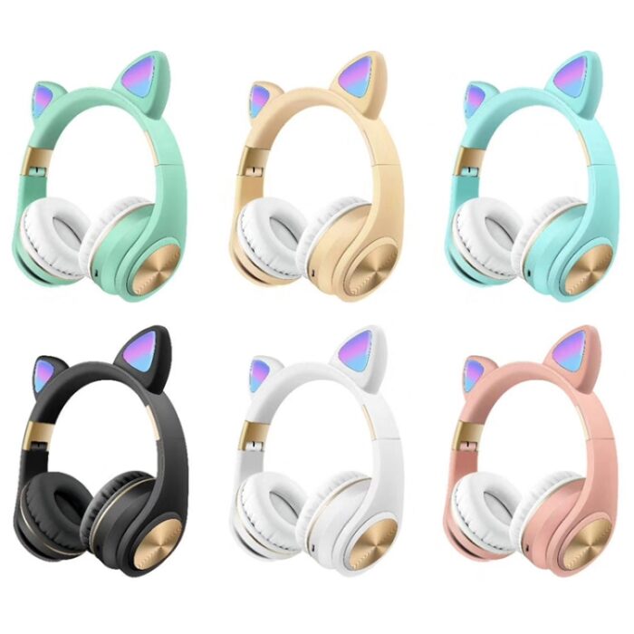 Cat Ear Wireless Bluetooth Headphones with LED Light & Mic - Image 2