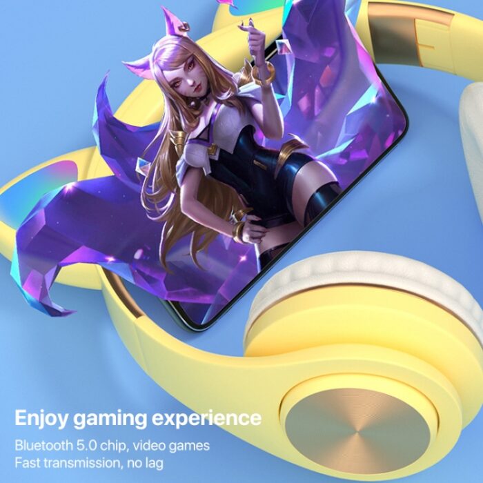 Cat Ear Wireless Bluetooth Headphones with LED Light & Mic - Image 5