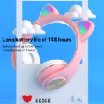 Cat Ear Wireless Bluetooth Headphones with LED Light & Mic - Image 9
