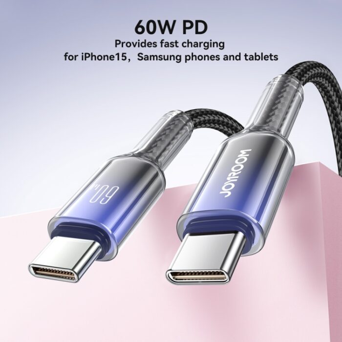 JOYROOM S-A42 Crystal Clear Braided Charging Cable, 1.2 m, up to 60W - Image 2