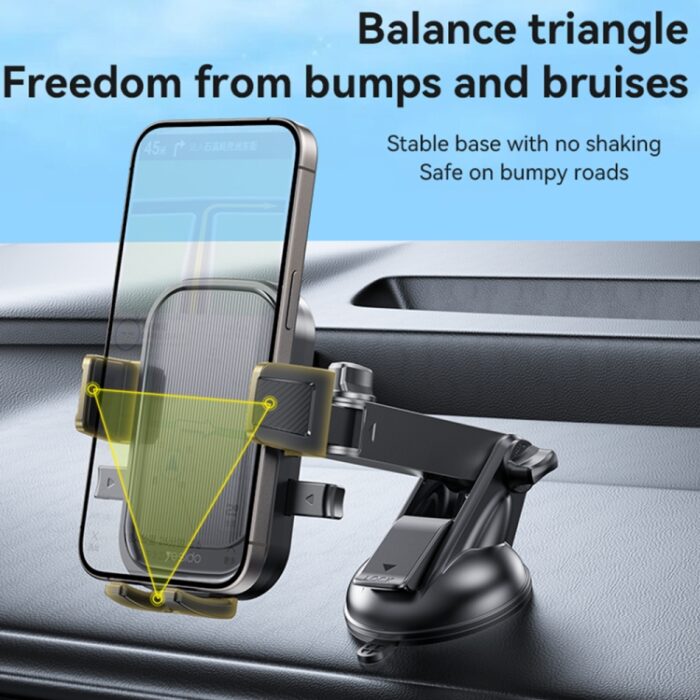 Yesido C267 Suction Cup Car Phone Holder, Gravity Clamp, Telescopic Arm - Image 4