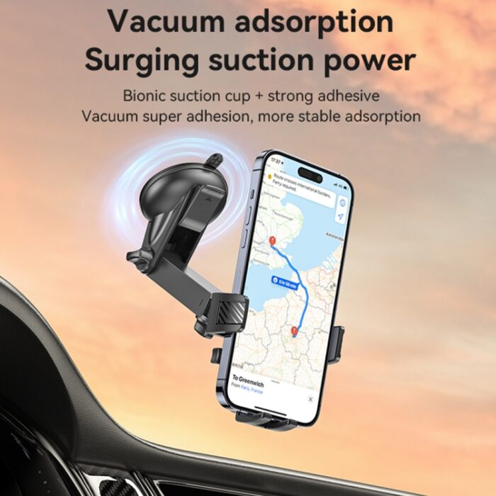 Yesido C267 Suction Cup Car Phone Holder, Gravity Clamp, Telescopic Arm - Image 5