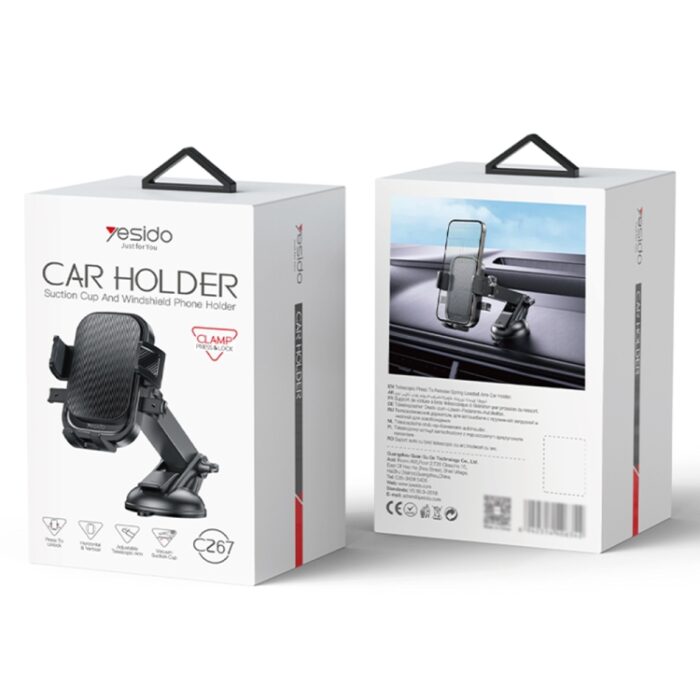 Yesido C267 Suction Cup Car Phone Holder, Gravity Clamp, Telescopic Arm - Image 7