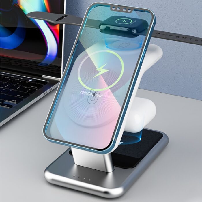 Y10 3-in-1 15W Magnetic Wireless Charger Stand, Zinc Alloy - Image 2