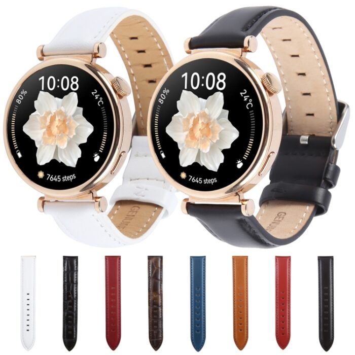 Leather Watch Strap with Silver Steel Buckle, 14mm to 22mm - Image 4