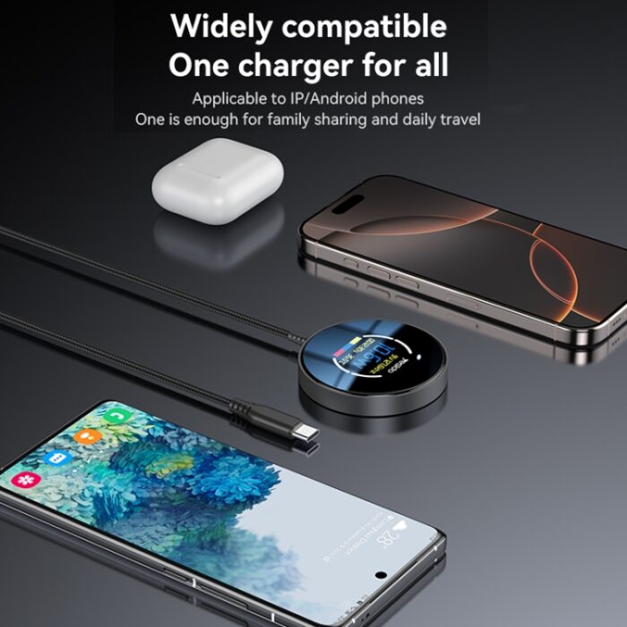 Yesido DS28 15W Magnetic Wireless Charger with Digital Display - Image 10
